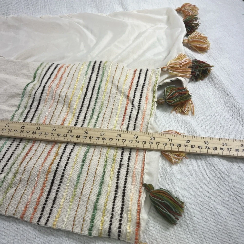 Boho Rustic Linen Table Runner Tassels Brown Cottagecore Rustic Farm Simple
